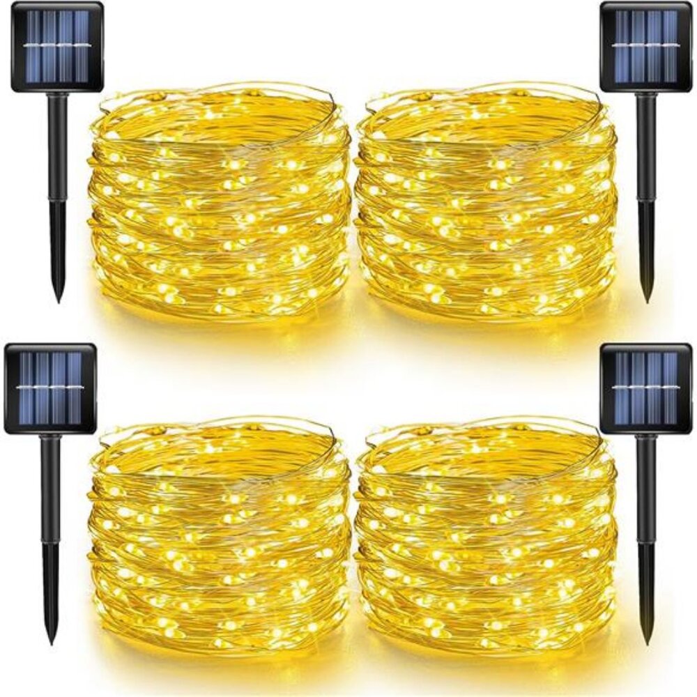 4 Pack Solar String Lights, Total 160FT 480LED Solar Waterproof Fairy Lights